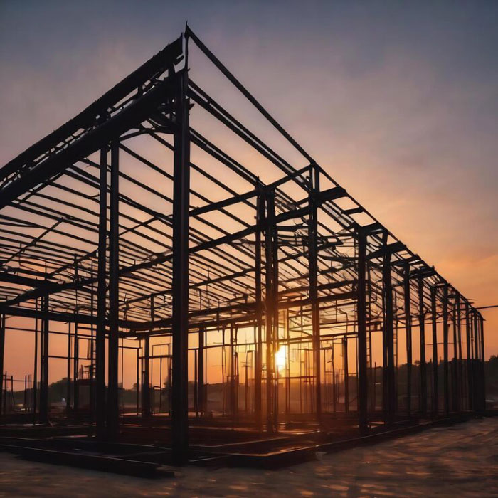 silhouette steel roof frame building construction with sunset_926199 1610426